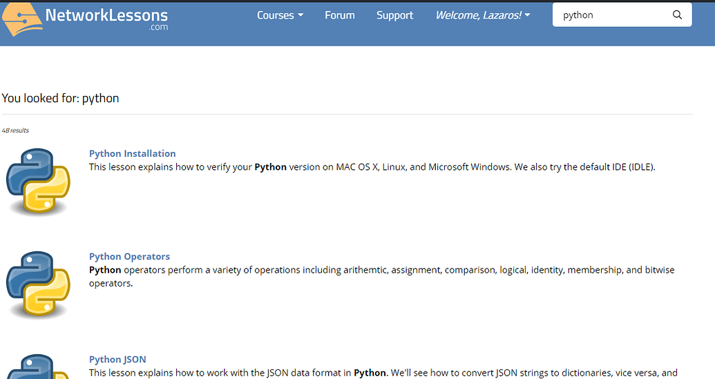 Introduction to Python - Lessons Discussion - NetworkLessons.com ...
