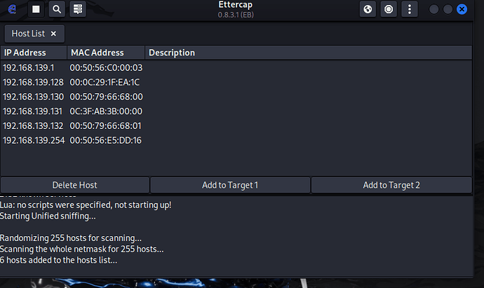 Ettercap hosts