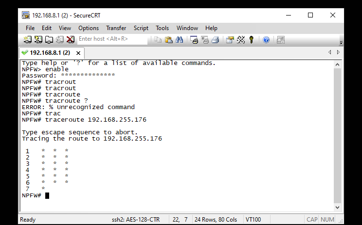 Traceroute to 192.168.255.176